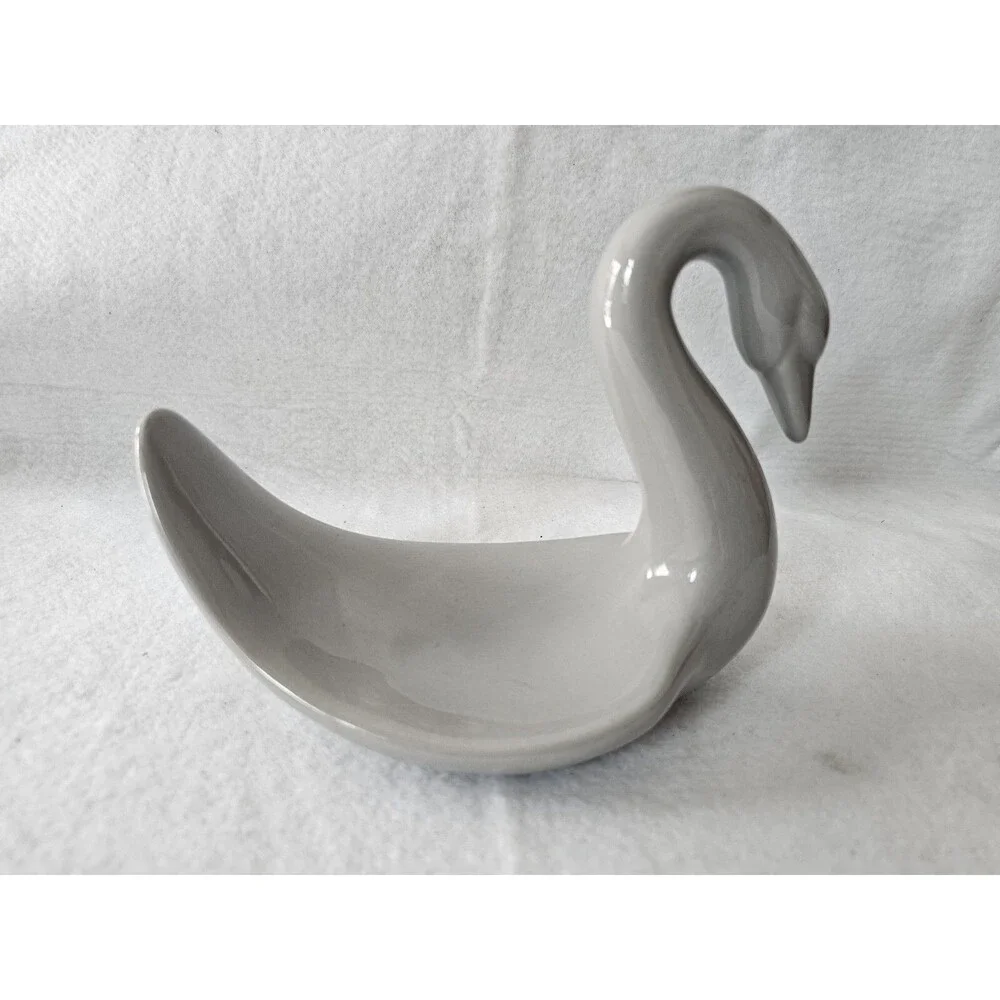 VINTAGE SWAN SOAP DISH CERAMIC Gray GLOSS GLAZE RETRO